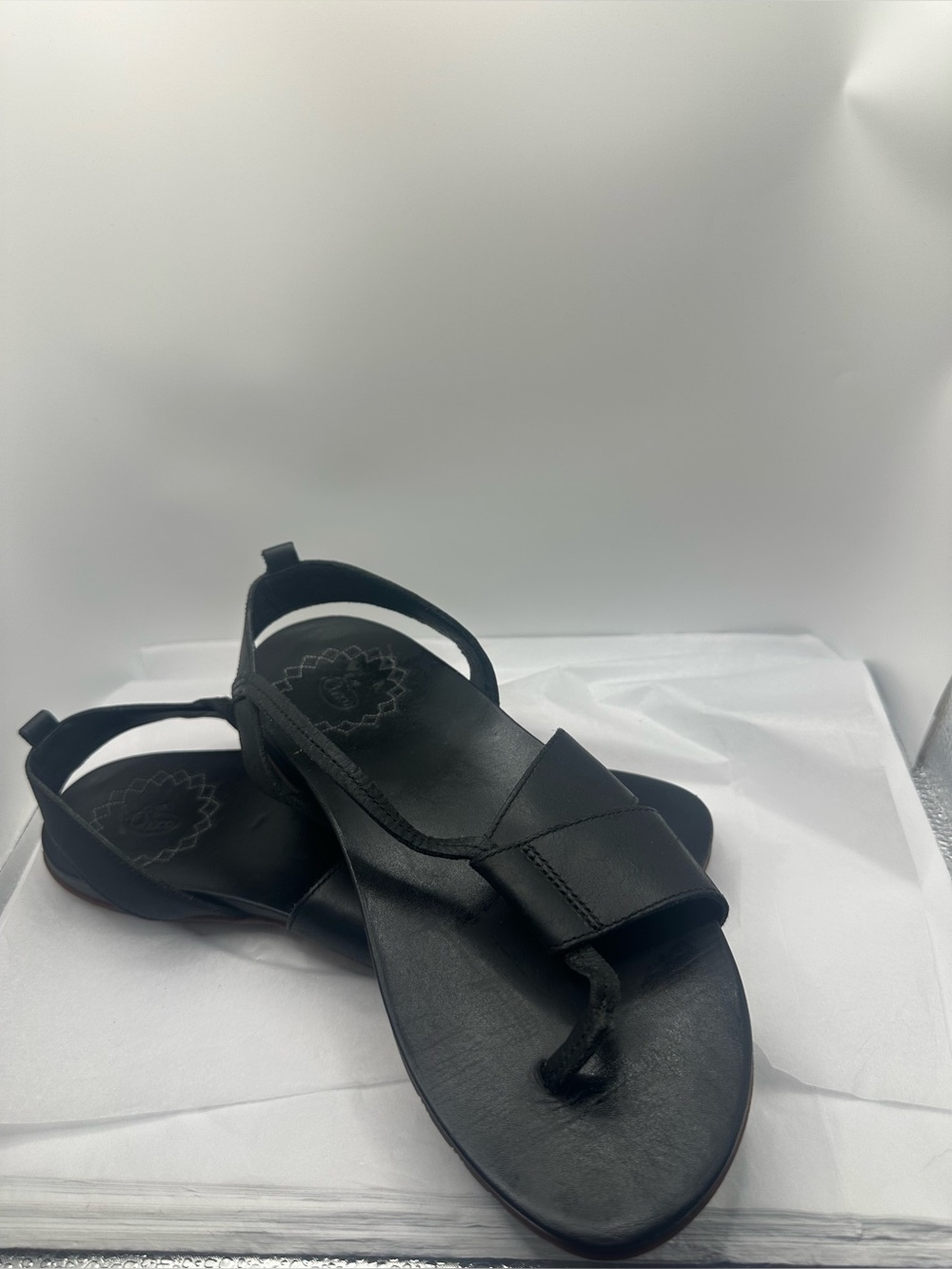 Chaco Women's Black Leather Toe-Loop Sandals - Picture 7 of 10